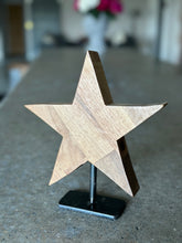 Load image into Gallery viewer, Wooden star on Iron stand