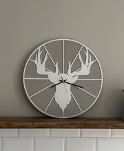 Load image into Gallery viewer, Stag clock - grey and white